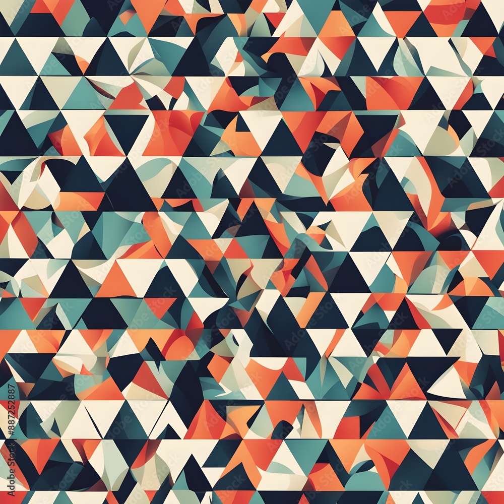 Poster seamless pattern of geometric shapes including triangles circles and squares