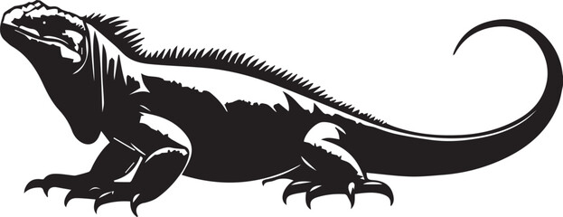 Marine iguana silhouettes vector art illustration