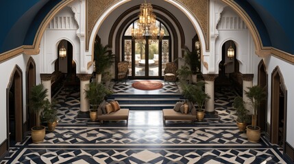 Fototapeta premium Grand entrance with a vaulted ceiling and a handcrafted mosaic floor 