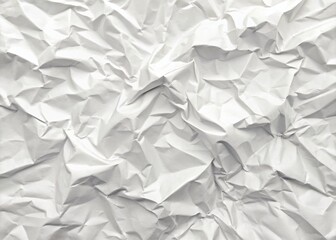 Obraz premium A highly detailed, white, wrinkled and crumpled paper texture serves as a versatile vector background with intricate folds and creases in a minimalist design.