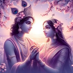 Naklejka premium The Divine love of Radha Krishna