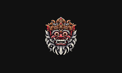 mask of barong balinese vector flat design