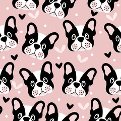 seamless pattern with french bulldogs