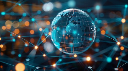 Obraz premium Interconnected Digital World: Exploring the Complexities of Data Networks