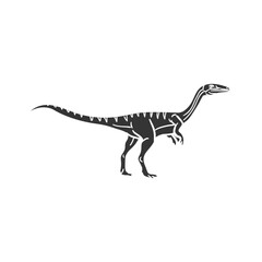 Coelophysis Icon Silhouette Illustration. Dinosaurs Vector Graphic Pictogram Symbol Clip Art. Doodle Sketch Black Sign.