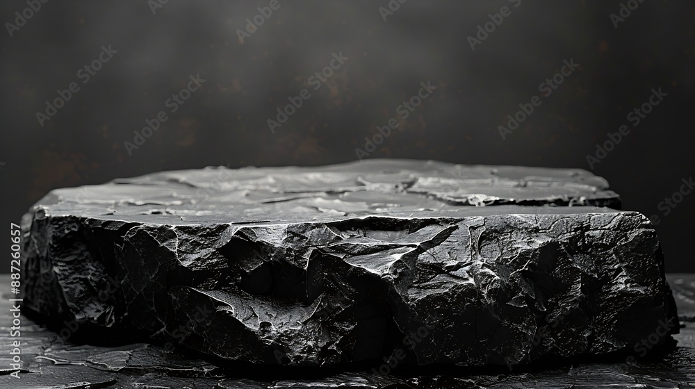 Poster rock stone podium background stand black scene display product with material dark gray wall room stu