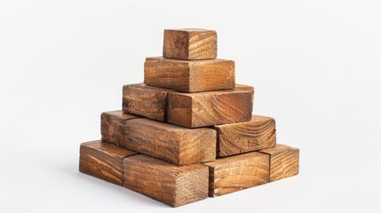 Fototapeta premium Wooden cube pyramid with empty space on white background