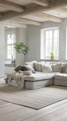 Fototapeta premium Scandinavian Style Cozy Living Room Interior 