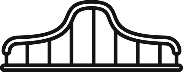 Simple, bold icon of a roller coaster rising to its peak