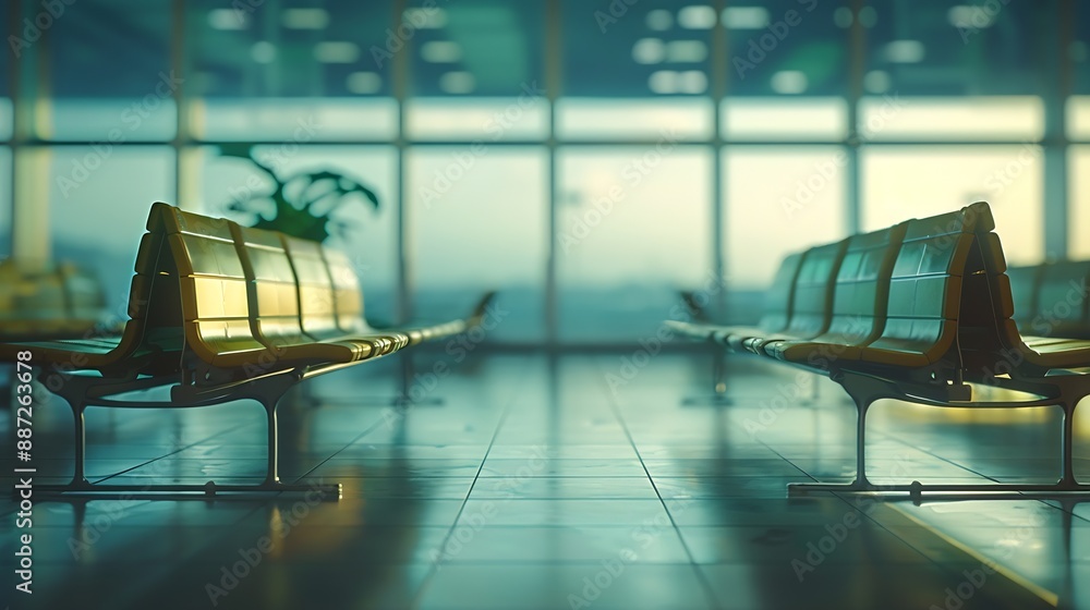 Poster empty departure lounge in airport : generative ai