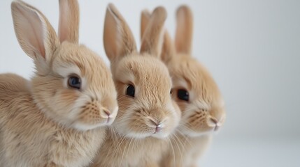 Obraz premium Three little rabbits isolated on a white background : Generative AI