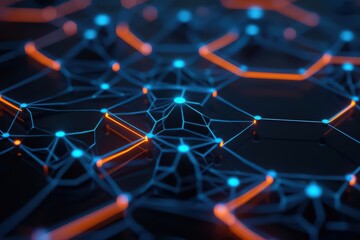 Obraz premium An industrial clusters network and connections are visualized using a hologram, futuristic with hologram, with copy space
