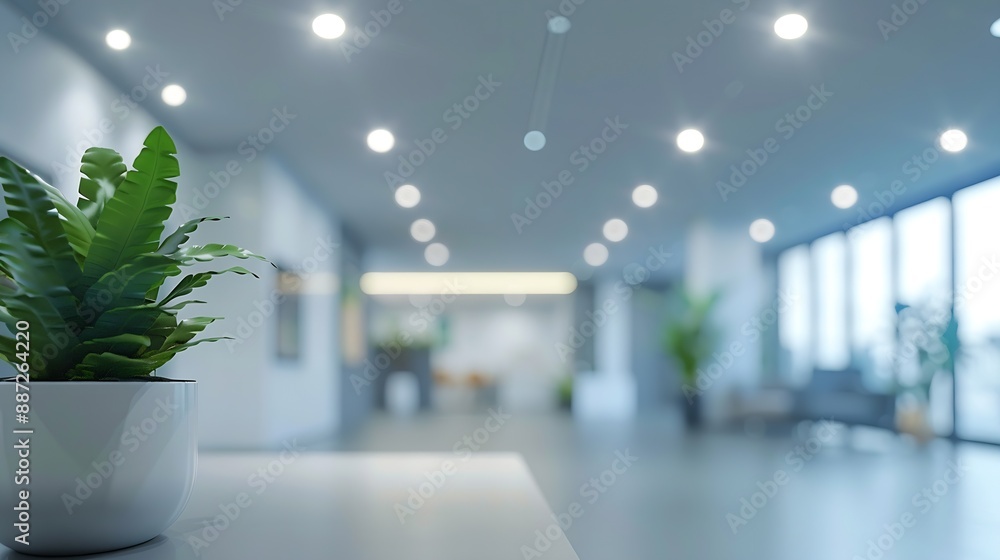 Poster blur focus of white open space office interior can be used as background : generative ai