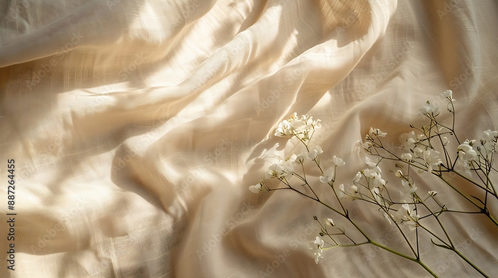 Poster aesthetic natural minimalistic background elegant sunlight floral shadows on a neutral beige linen t