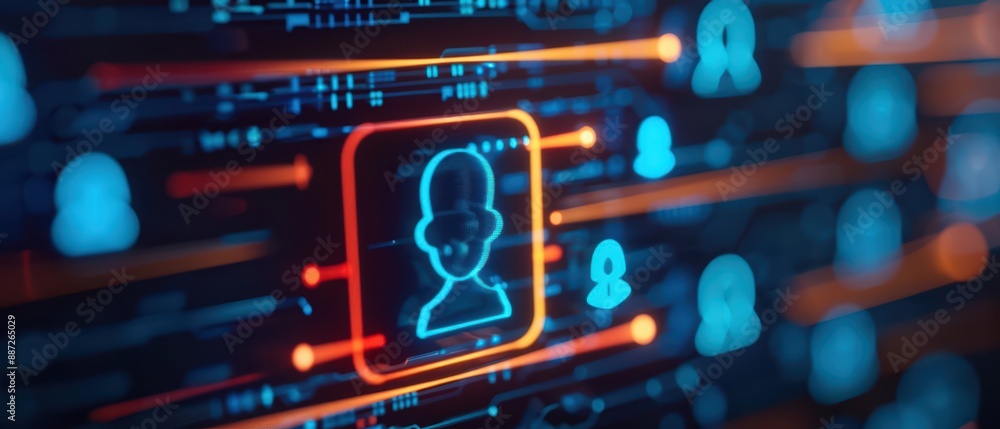Poster diversity and inclusion efforts are highlighted on a holographic interface, futuristic with hologram
