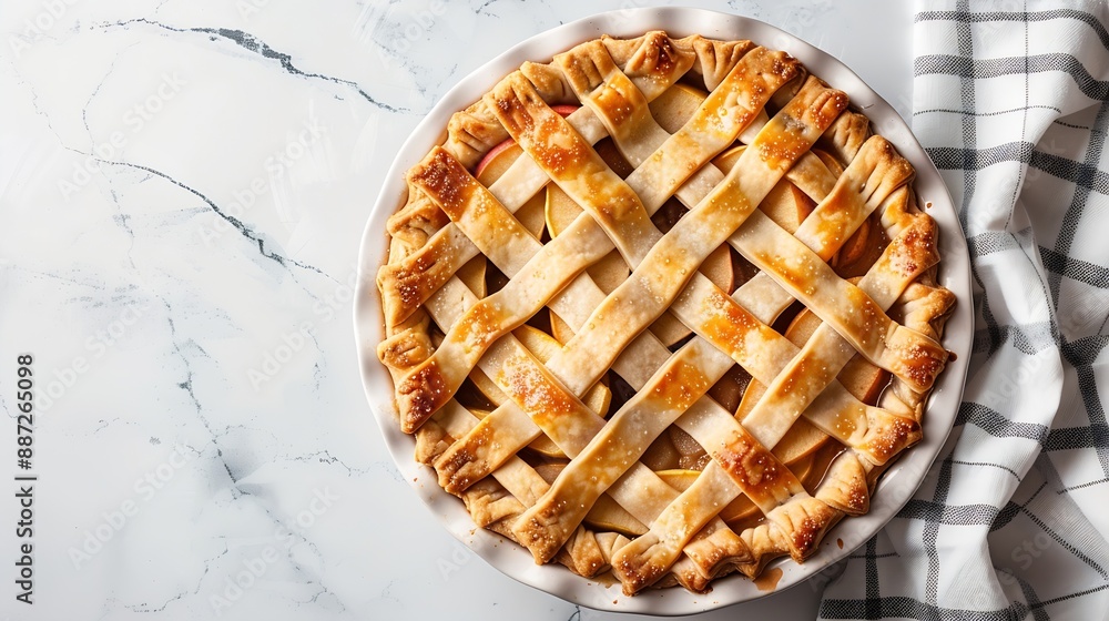 Poster baking dish with raw apple pie isolated on white : generative ai