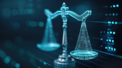 Education law reforms are visualized through a holographic presentation, futuristic with hologram, with copy space