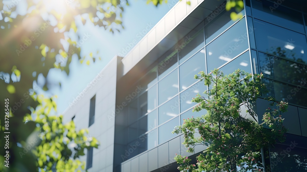 Poster modern business building in sunny day : generative ai