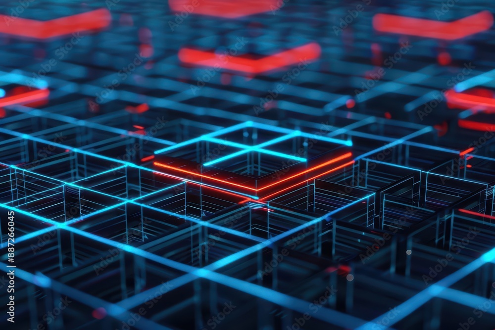 Poster load management techniques are optimized on a holographic grid, futuristic with hologram, with copy 