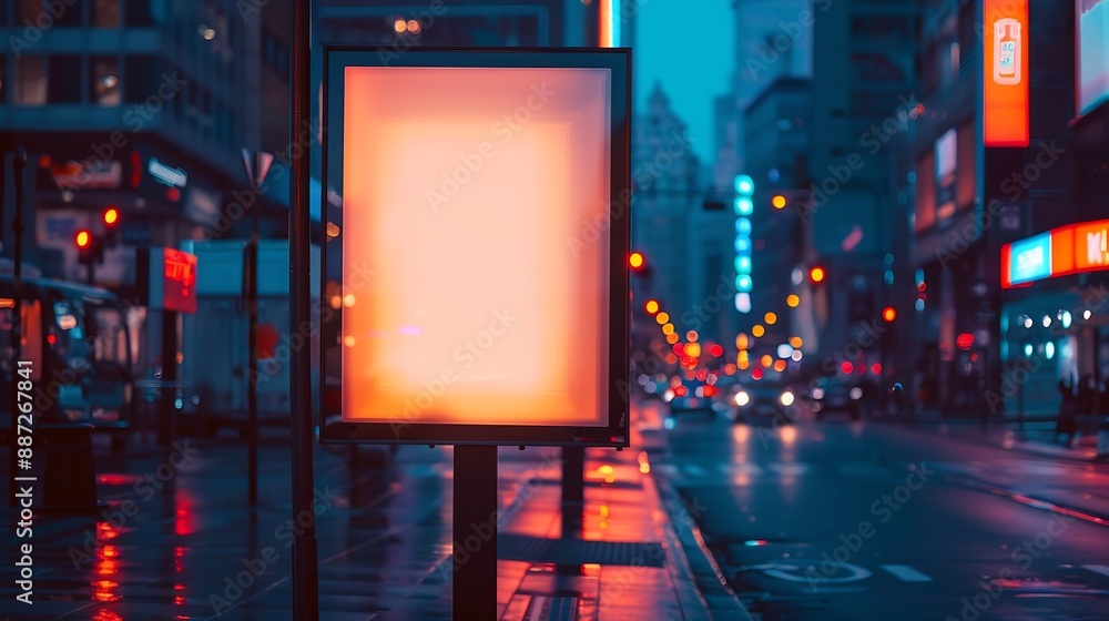 Poster blank mock up of vertical street poster billboard on city background electronic modern empty scorebo
