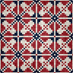 Fototapeta premium Mosaic tiles background, seamless vector pattern