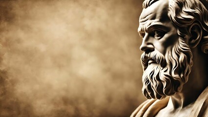 Socrates  illustration in old paper background with empty space for writing quote or text