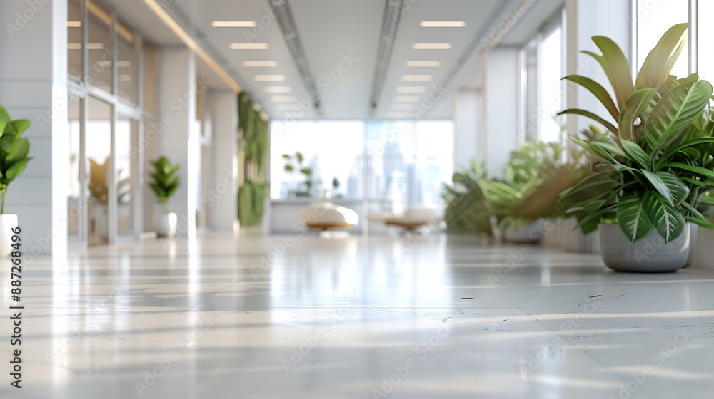 Poster blur focus of white open space office interior can be used as background : generative ai