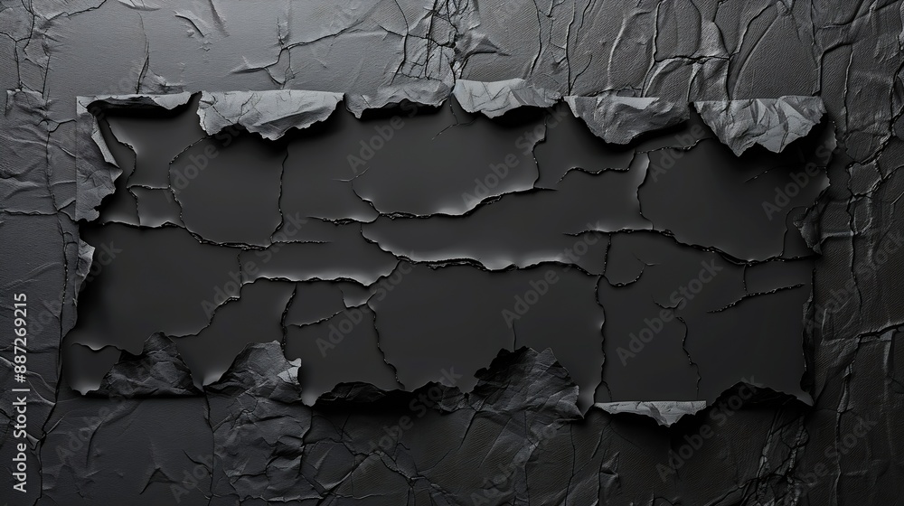 Aufkleber two black torn sheets of paper on the wall : generative ai