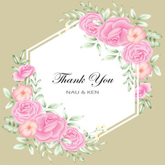 Pink Flower Bouquet Arrangement For Wedding Card