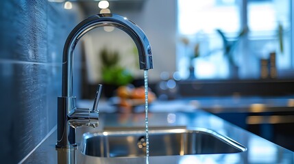 Kitchen furniture with faucet and sink : Generative AI