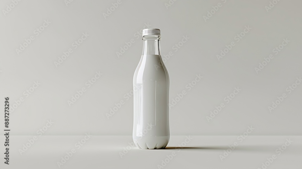 Poster milk or diary product in transparent plastic pet bottle isolated on a white background : generative 