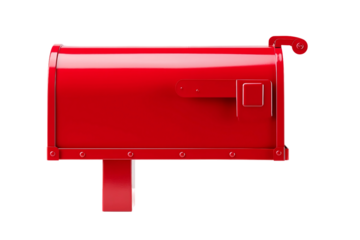 Vibrant Red Mailbox On PNG Background