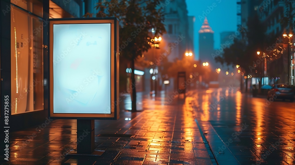 Poster blank mock up of vertical street poster billboard on city background electronic modern empty scorebo
