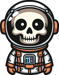 Cartoon astronaut skeleton hand drawn illustrations