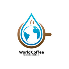 World Coffee logo design template