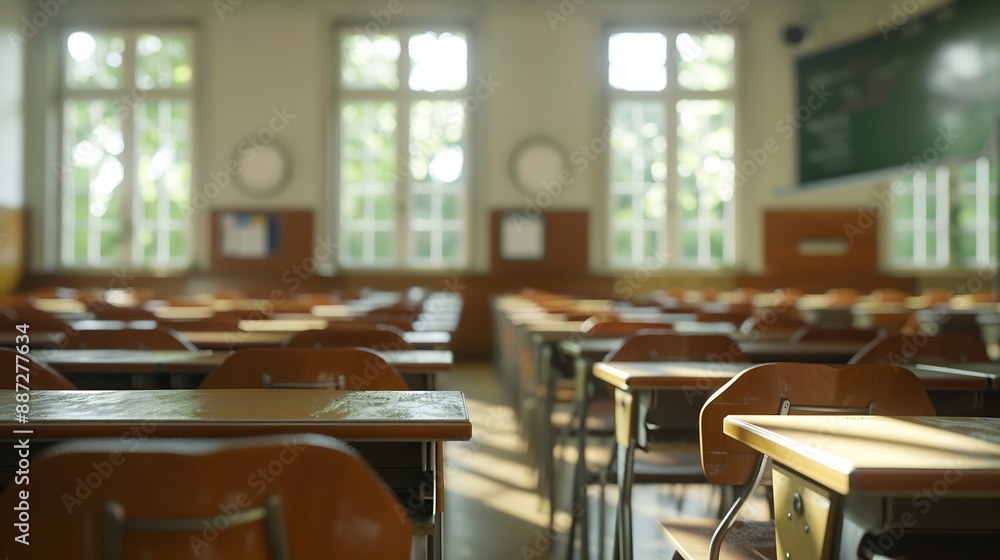 Aufkleber Empty university classroom without student University Classroom background : Generative AI