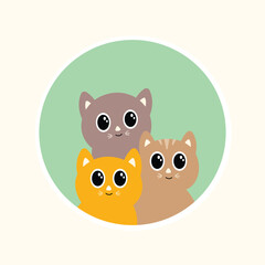 cute cat illustration, with happy expression, flat design style