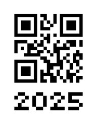 Real QR code 2025 numbers. New Year barcode concept design template. Vector isolated eps illustration for banner, poster, greeting card, invitation