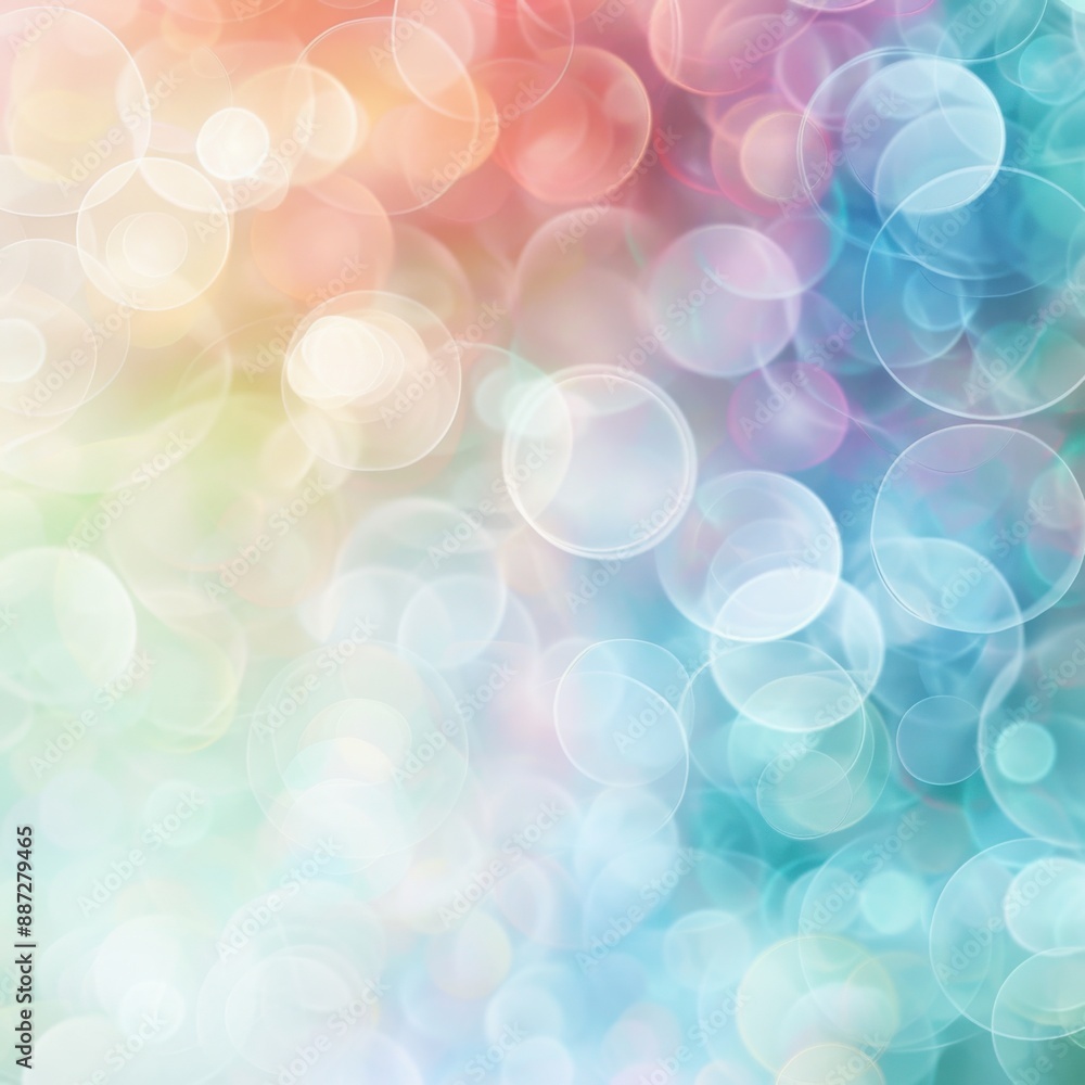 Poster soft pastel bokeh abstract - digital art with subtle light effects on white background