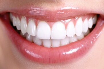 close-up of a smiling mouth with healthy white teeth
