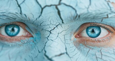 Cracked skin and blue eyes
