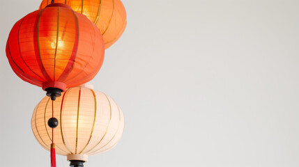 Chinese lanterns on white background