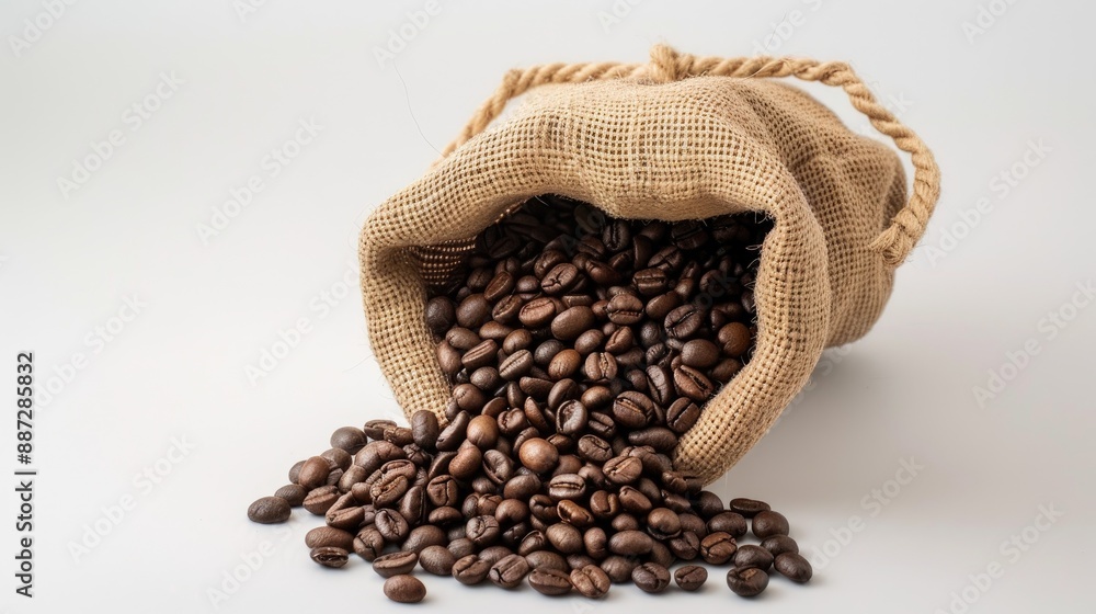 Poster cost of coffee beans in fabric bag