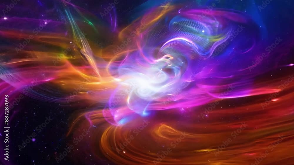 Poster a swirling vortex of color and light fills the frame, set against a backdrop of twinkling stars.