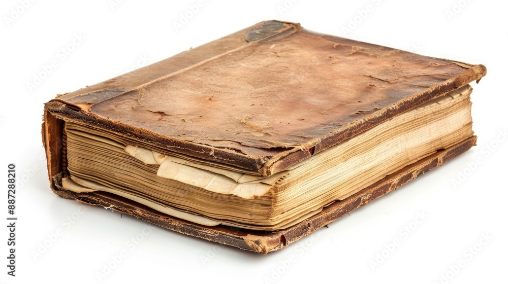 Poster old notebook isolated on white background with clipping path