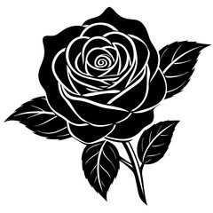 Rose flower silhouette vector art illustration