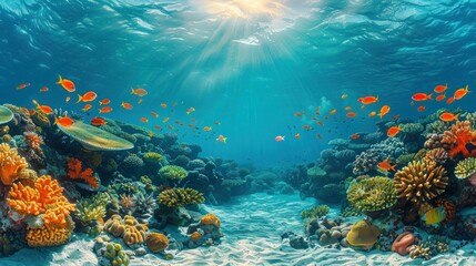 Coral Reef Paradise in Marsa Alam, Egypt: Stunning Panoramic View of Colorful Hard Corals and Fish