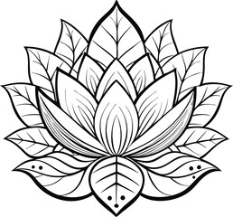 Obraz premium Lotus Flower Line art icon vector illustration