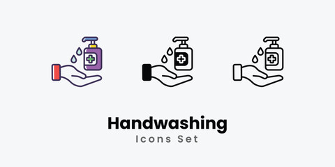 Handwashing Icons thin line and glyph vector icon stock illustration