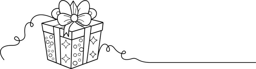 simple lineart gift box ,Gift box line art outline vector illustration for christmas, party , celebration